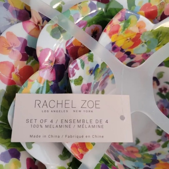 4pc Rachel Zoe Nesting Bowls Melamine Flower Bloom Multicolor Serving Spring Set - Picture 7 of 12